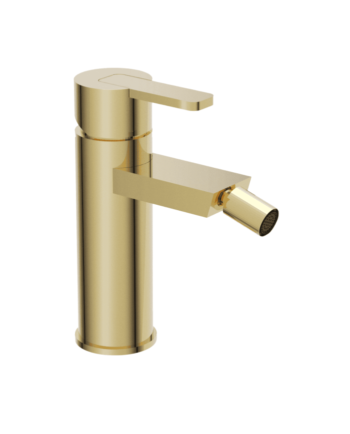 Mélangeur lavabo or brillant Cifial Lounge, design cylindrique élégant, bec orientable.