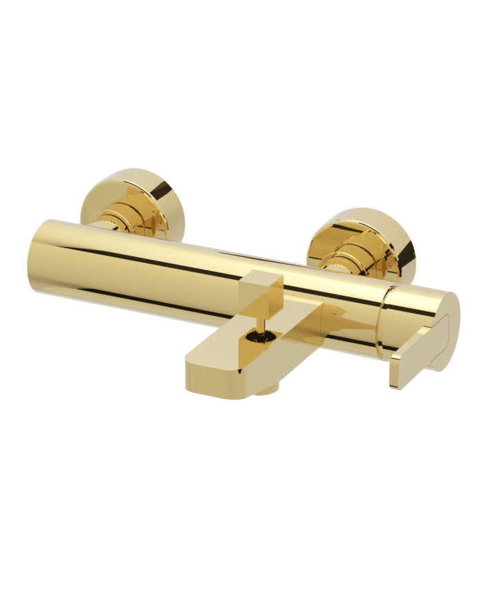 Mélangeur baignoire douche Lounge Cifial en finition dorée, design épuré et élégant.