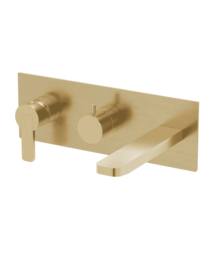 Mélangeur baignoire encastré Lounge en finition dorée, design épuré, marque Cifial.