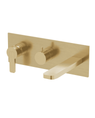 Mélangeur baignoire encastré Lounge en finition dorée, design épuré, marque Cifial.