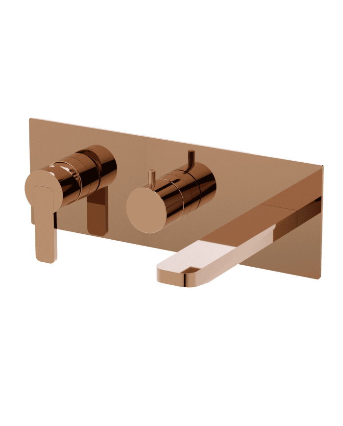 Mélangeur baignoire encastré Lounge en finition cuivrée, design épuré, marque Cifial.