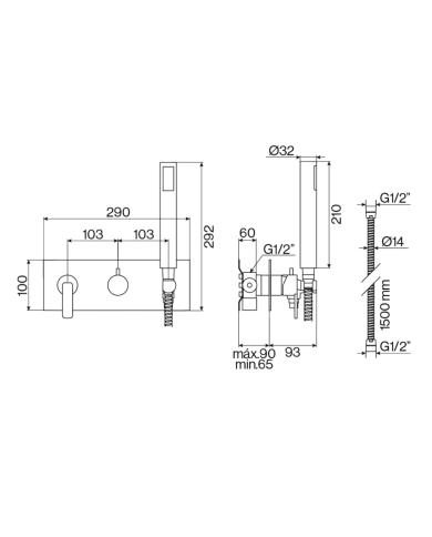 Mélangeur douche encastré 2 sorties Lounge - Cifial