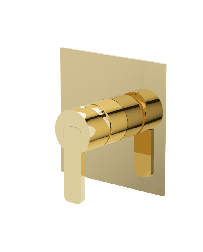 Mitigeur douche carré doré Cifial Lounge, design vintage élégant et minimaliste.