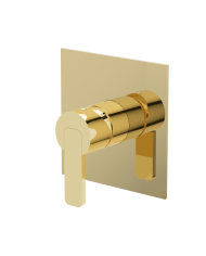 Mitigeur douche carré doré Cifial Lounge, design vintage élégant et minimaliste.