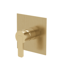 Mitigeur douche Lounge Cifial en finition or brossé, design carré avec levier élégant.