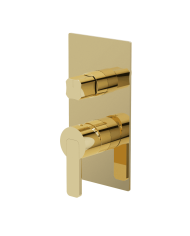 Mitigeur douche 2 sorties Lounge Cifial en finition or, design élégant avec poignées arrondies