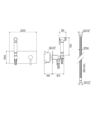 Douchette WC rétro Cifial ST25S, design élégant, finition intemporelle, dimensions précises.