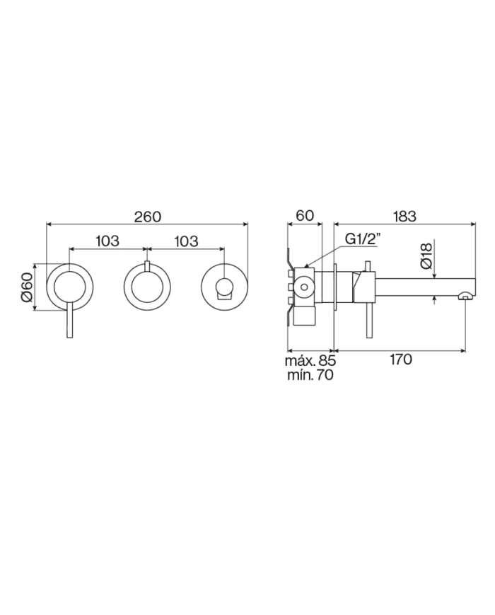 Mélangeur douche encastré ST25S - Cifial