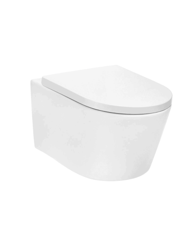 WC suspendu blanc Cifial A2 avec abattant fin et design épuré.