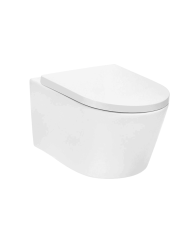 WC suspendu blanc Cifial A2 avec abattant fin et design épuré.