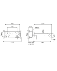 Mitigeur 220mm au mur ST25 - Cifial