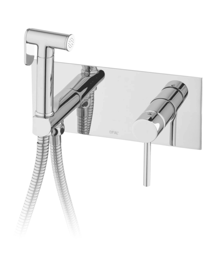 Plaque mitigeur monocommande bidet ST25 en chrome par Cifial, design moderne et élégant.