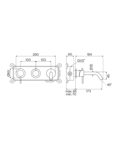 Mélangeur douche encastré ST25 - Cifial