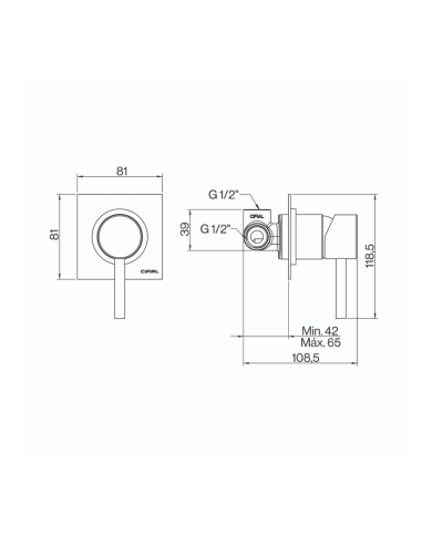 Plaque mitigeur douche mural ST25 - Cifial
