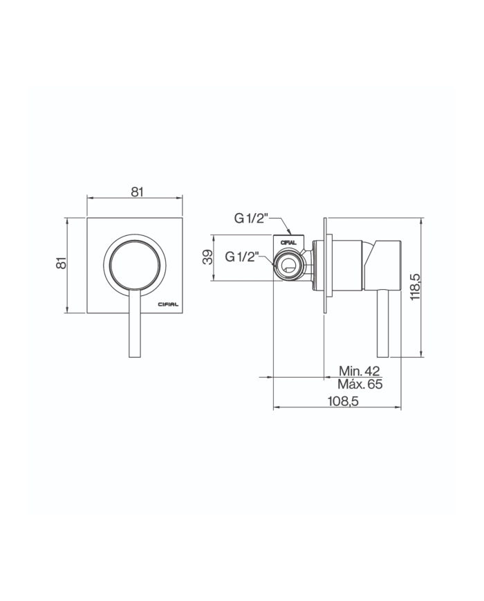 Plaque mitigeur douche mural ST25 - Cifial