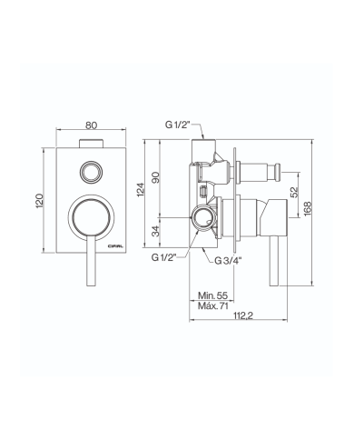 Plaque mitigeur douche mural ST25 Cifial