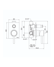Plaque mitigeur douche mural ST25 Cifial, design rectangulaire en finition chromée, Cifial.
