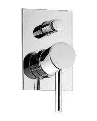 Plaque mitigeur douche mural ST25 Cifial en finition chromée avec manettes circulaires et levier.