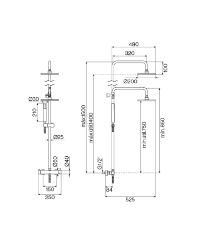 Colonne douche thermostatique ST25 - Cifial
