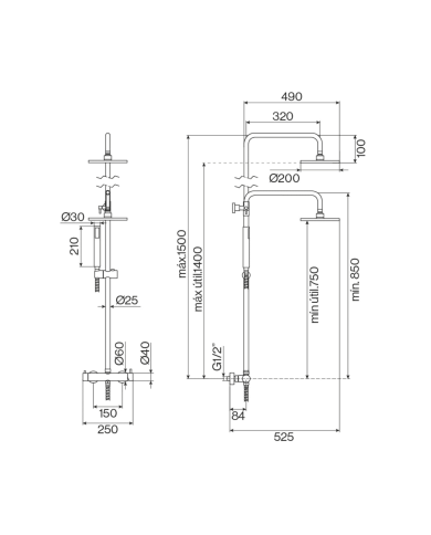 Colonne douche et douchette ST25 - Cifial