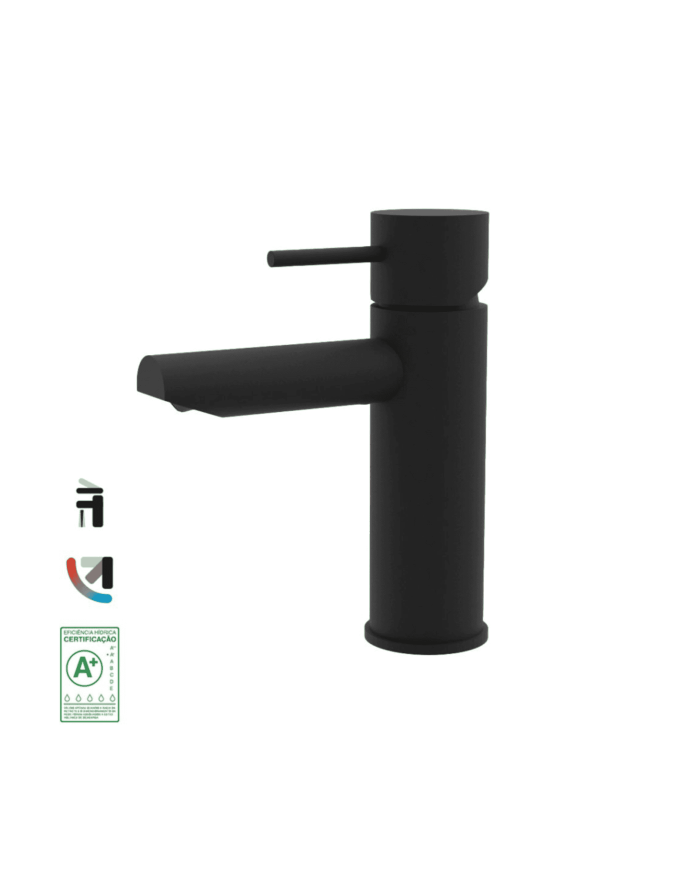 Mélangeur lavabo monotrou noir mat A+ City par Cifial, design moderne et compact.