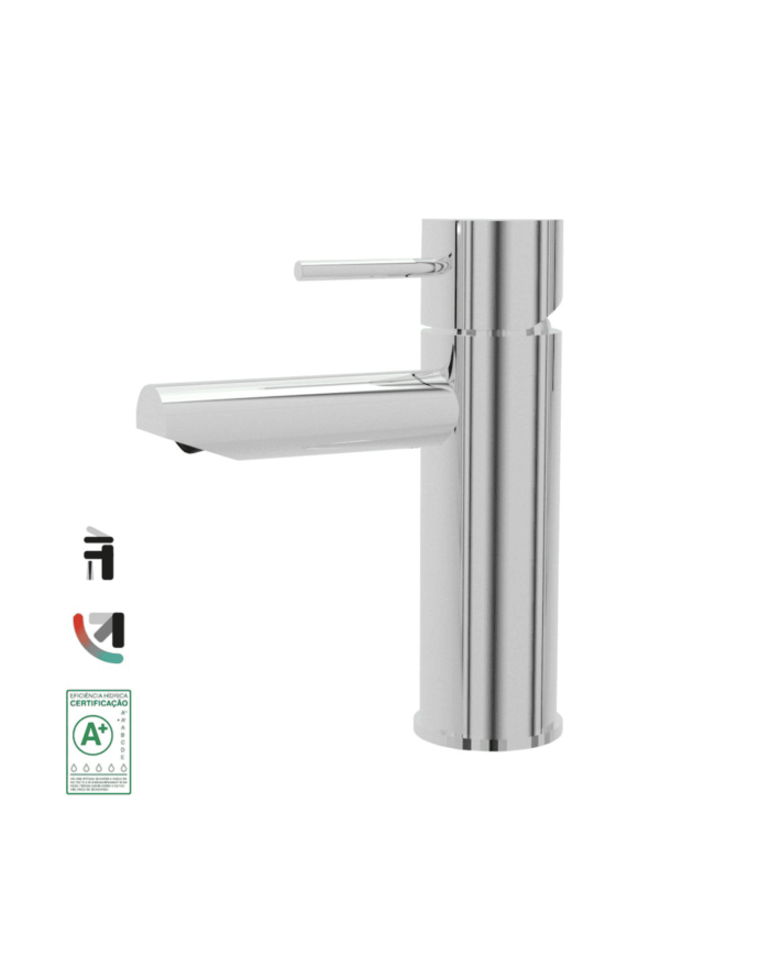 Mélangeur lavabo monotrou A+ City - Cifial, design chromé, bec plat, levier fin
