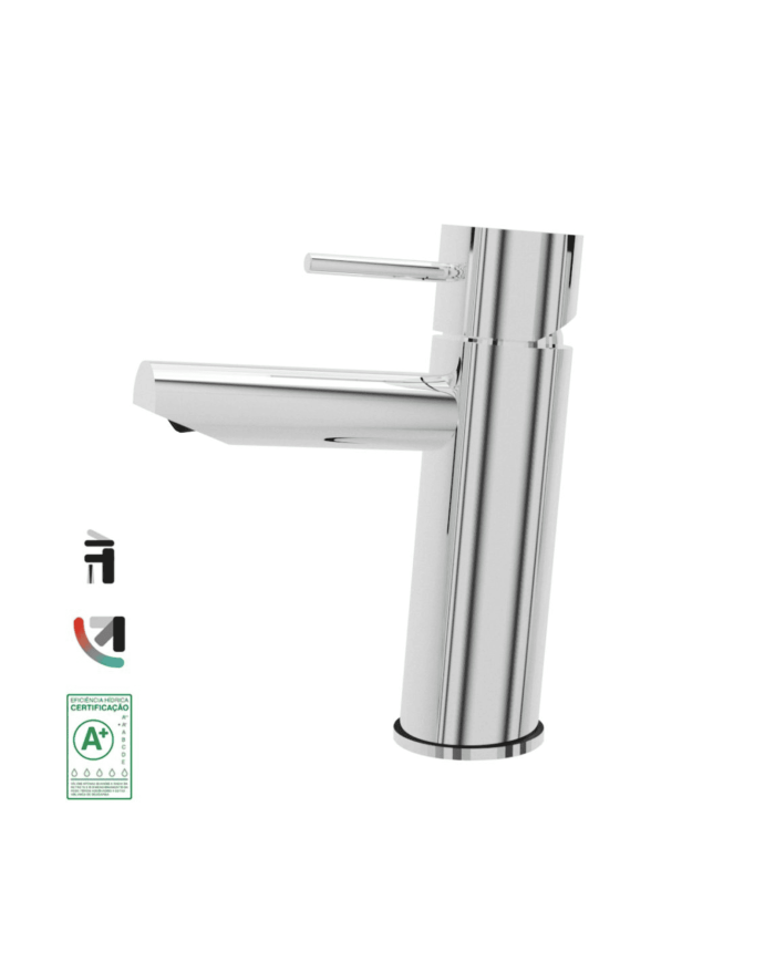 Mélangeur lavabo chromé monotrou Cifial City, design élégant, certifié A+