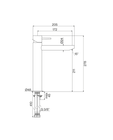 mélangeur lavabo cifial city | finition chrome/noir MAT