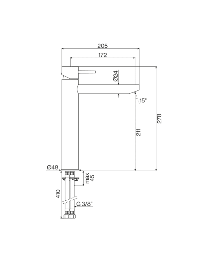 mélangeur lavabo cifial city | finition chrome/noir MAT
