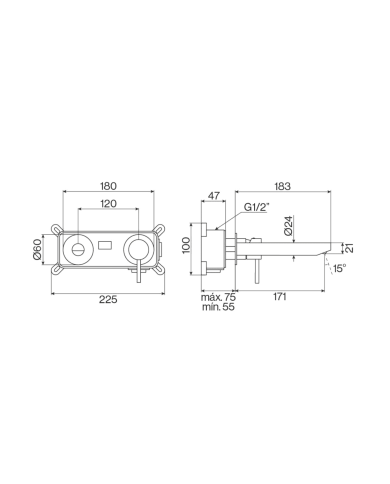 Mélangeur lavabo 2 trous City - Cifial