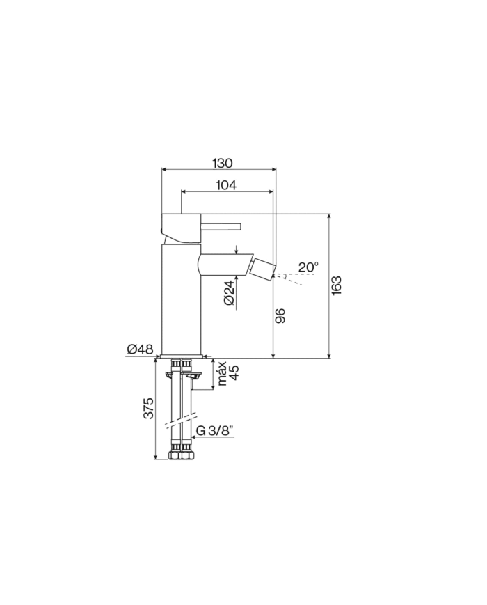 Mélangeur bidet monocommande City Cifial en finition chromée, design élégant et compact, bec incliné.