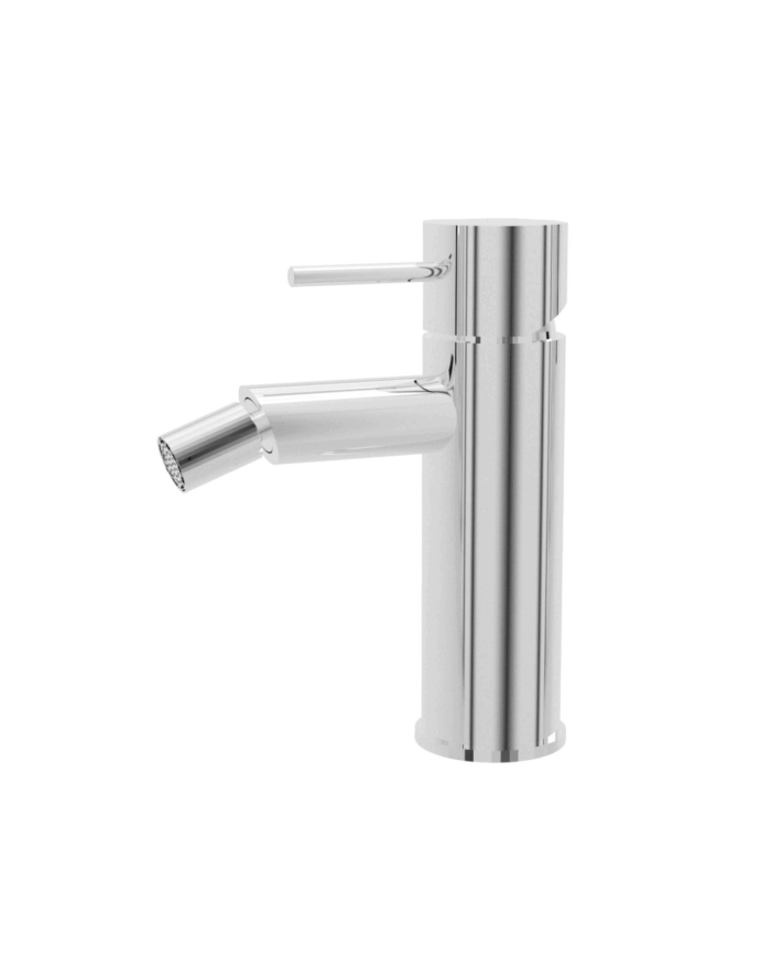 Mélangeur bidet chromé Cifial City, design cylindrique élégant, bec orientable, finition brillante.