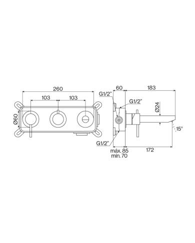 Mitigeur 2 encastré douche City - Cifial