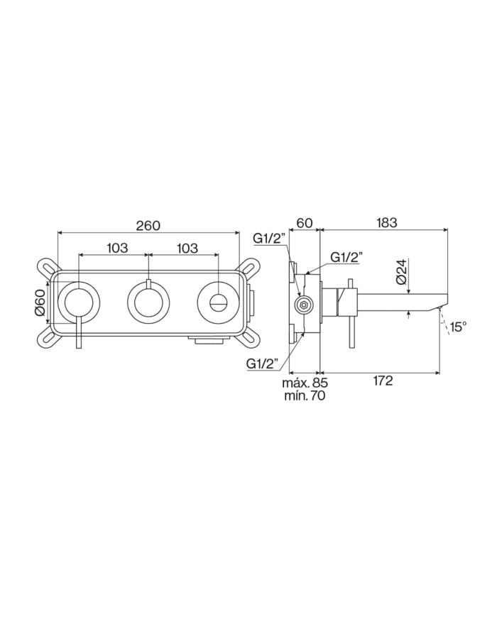 Mitigeur 2 encastré douche City - Cifial