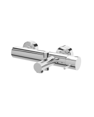 Mélangeur de douche City en chrome poli par Cifial, design minimaliste et élégant, deux manettes rondes.