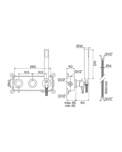 Mitigeur 3 trous encastré douche City - Cifial
