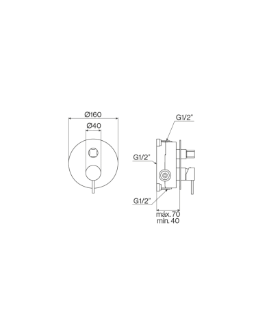 Mitigeur douche 2 trous encastré City - Cifial