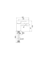 Mélangeur bidet monocommande Life Cifial, design chromé, dimensions détaillées, finition élégante.