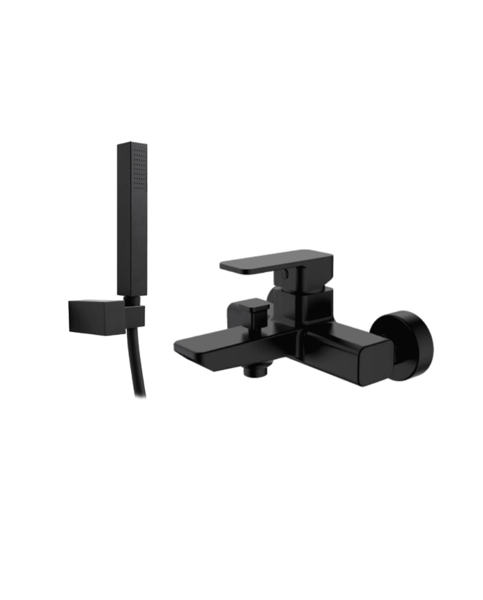 Mitigeur de baignoire encastré noir mat Life par Cifial, design moderne avec douchette.