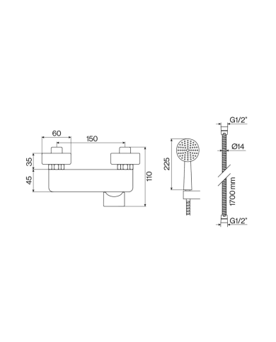 Mitigeur douche encastré Life Cifial - Design élégant, finition chromée, douchette amovible.
