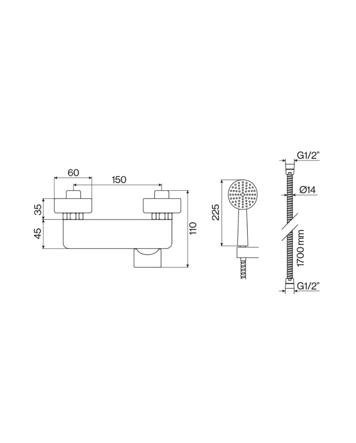 Mitigeur douche encastré Life Cifial - Design élégant, finition chromée, douchette amovible.