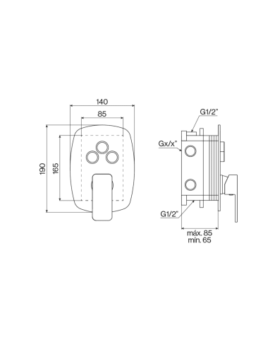Mitigeur douche encastré 3 sorties Life - Cifial