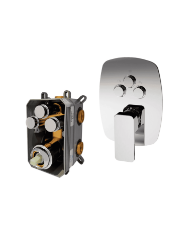 Mitigeur douche encastré 3 sorties Life de Cifial, design moderne, finition chromée, commandes intégrées.