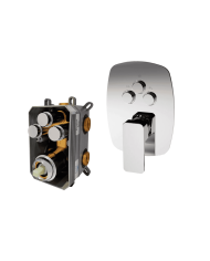 Mitigeur douche encastré 3 sorties Life de Cifial, design moderne, finition chromée, commandes intégrées.