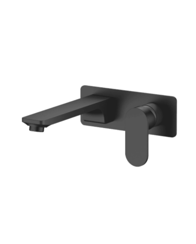 Mélangeur lavabo encastré Easy par Cifial, finition noire mat, design moderne et épuré, bec allongé.