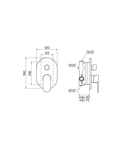 Mitigeur douche encastré 2 sorties Easy - Cifial