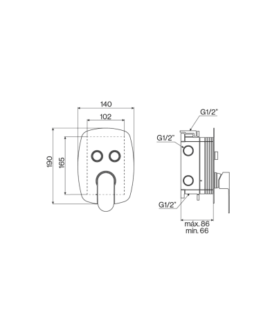 Mitigeur douche encastré 3 sorties Easy Cifial, design compact, finition chromée.
