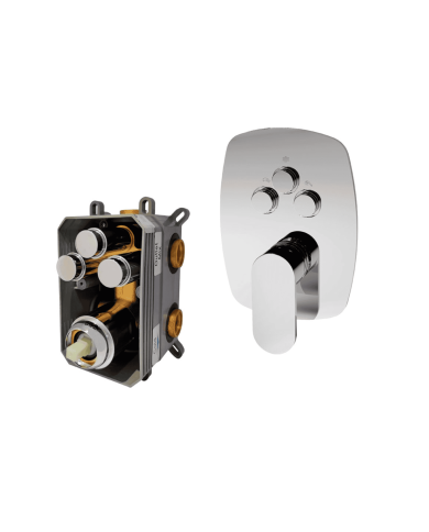 Mitigeur douche encastré 3 sorties Easy Cifial, finition chromée, design moderne et compact