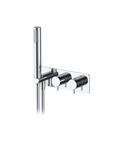 Mitigeur douche thermostatique Cifial Easy, finition chrome, 2 sorties, design moderne et élégant.