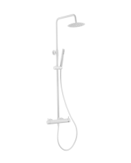 Colonne de douche Easy Cifial en blanc, design épuré avec douchette et mitigeur thermostatique.